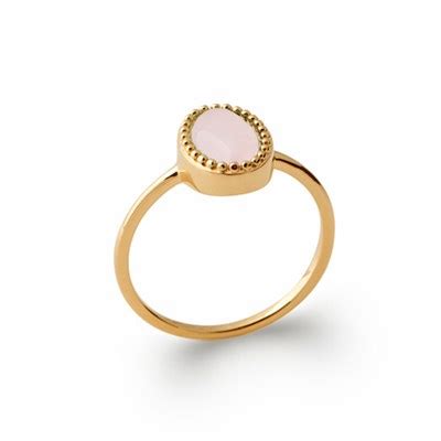 Bague Plaqu Or Pierre Precieuse Quartz Rose Cabochon Nerina Bijoux Maty