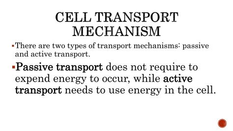 Cell Transport Mechanism Pptx