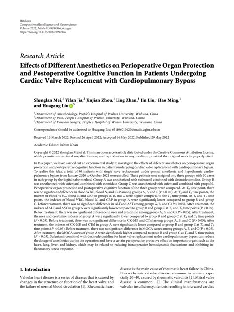 PDF Effects Of Different Anesthetics On Perioperative Organ