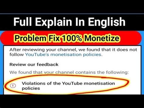 Violation Of Youtube Monetization Policies Monetization Rejected Due