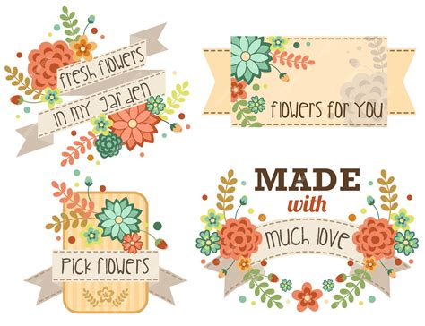 Premium Vector Vintage Flower Banner Vector Set