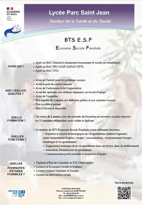 Post Bac Bts Esf Lycee Regional Parc Saint Jean