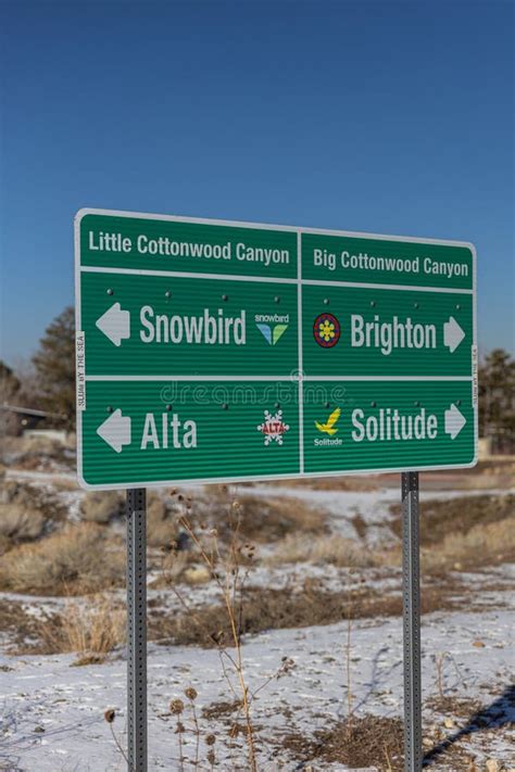 Sign With Directions To Ski Areas Near Salt Lake City Utah Stock Image