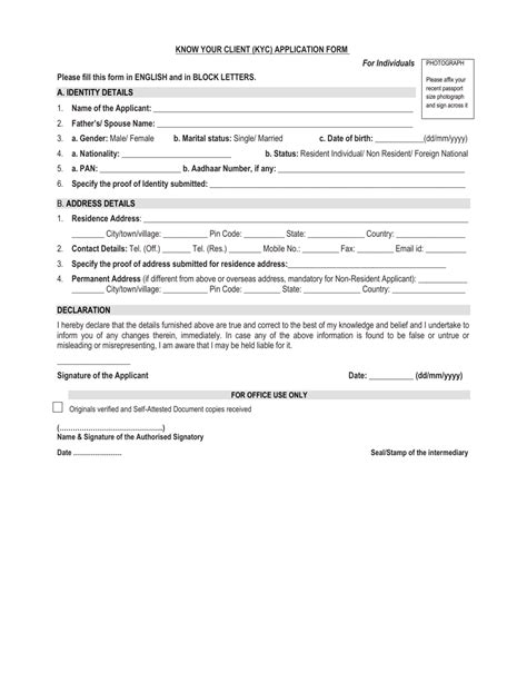 India Know Your Client Kyc Application Form Fill Out Sign Online