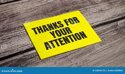 In The Yellow Sticker The Text Concept Word Thank You For Your Attention Stock Image Image Of