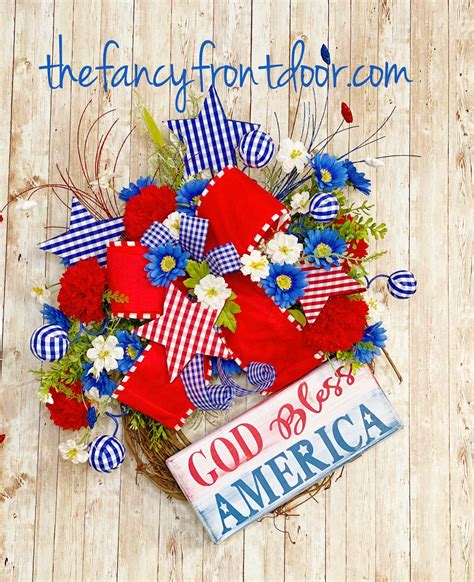 July 4th Sign Front Door Sign Let Freedom Ring Door Hanger Patriotic