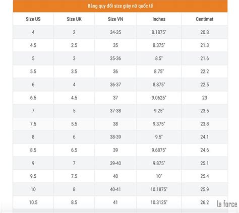 Bảng Size Giày Nam Nữ Trẻ Em Us Uk Eu Quốc Tế Chuẩn Nhất