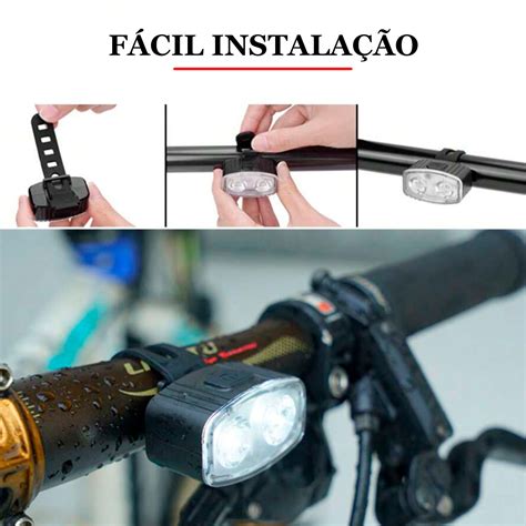 Kit Farol Dianteiro E Traseiro Ecooda A Prova D Agua Carrega Usb