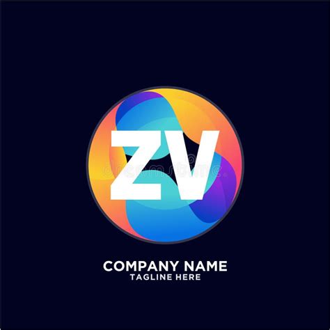 Zv Initial Logo With Colorful Circle Template Vector Stock Vector