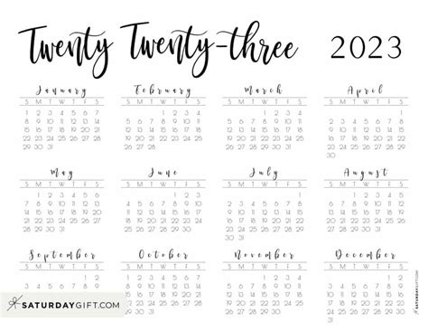 Printable Yearly Calendar 2023 23 - Printable Form, Templates and Letter