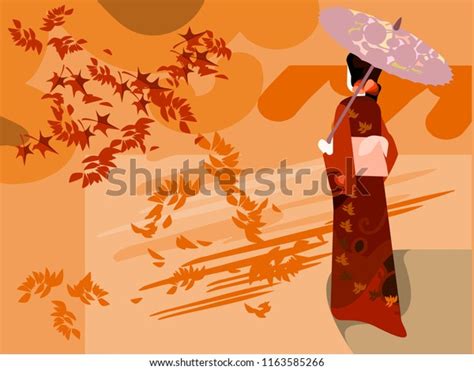 Asian Woman Wearing Japanese Traditional Kimono Stock Vector Royalty