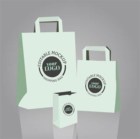 Premium Vector A Green Paper Bag That Says Editable Mockup On It