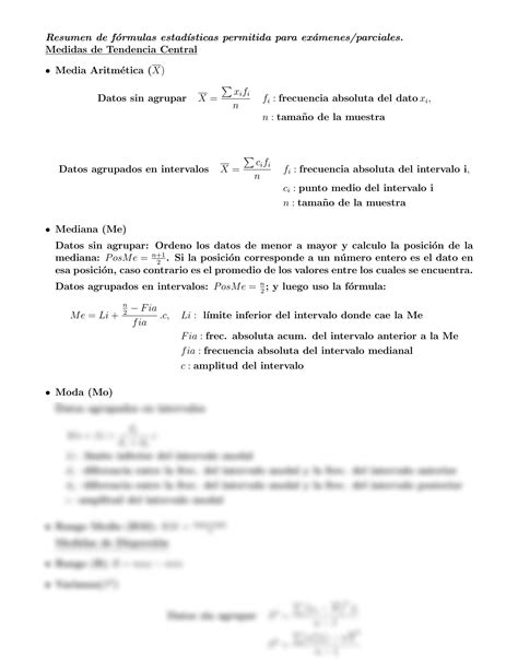 SOLUTION Resumen F Rmulas Estad Sticas Matem Tica Y Estad Stica 1