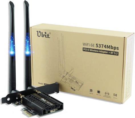 Ubit Carte Réseau WiFi 6 AX210 PCIe Carte WiFi Max 5374Mbps avec BT 5