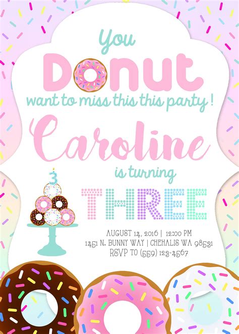 Free Printable Donut Birthday Party Invitations - Printable Templates