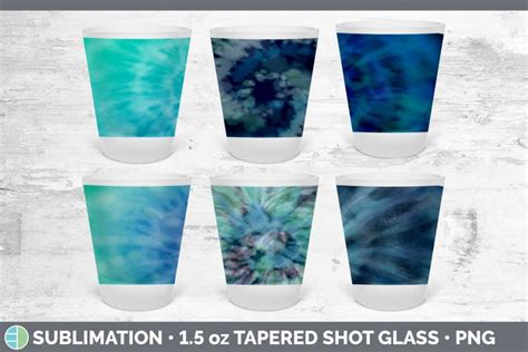 Blue Tie Dye Shot Glass Sublimation Oz Tapered Shot