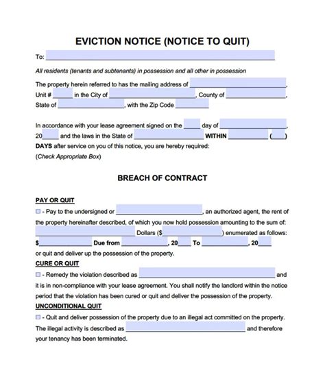 Free Eviction Notice Template (Word)