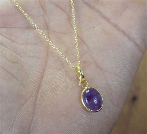 925 Solid Sterling Silver 24CT Gold Overlay Amethyst Chain Pendant Y195