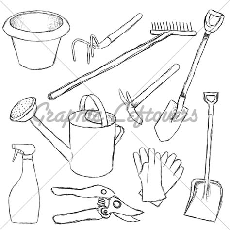 Gardening Tools Sketch at PaintingValley.com | Explore collection of ...