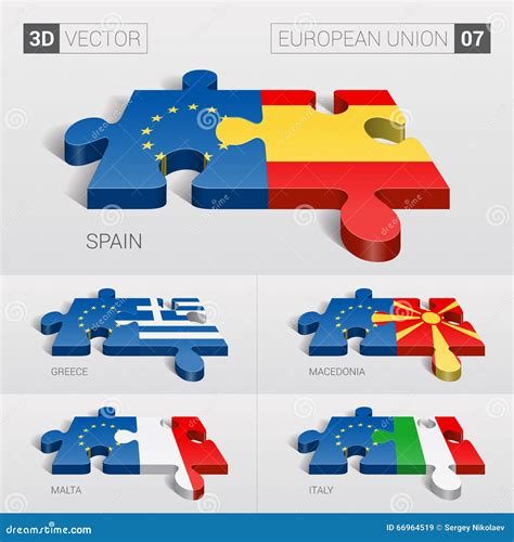 Bandeira Da União Europeia Enigma Do Vetor 3D Grupo 07 Ilustração do