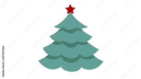 Vidéo Stock Animated Christmas Tree In Green And Red Colors Isolated On