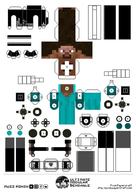 Pixel Papercraft Ultimate Modular Bendable V1 Steve