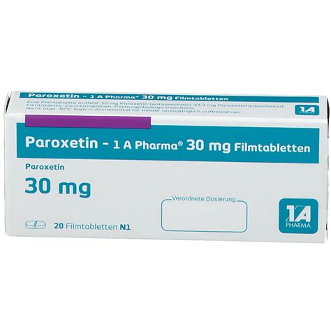 Paroxetin 1A Pharma 30Mg 20 St Mit Dem E Rezept Kaufen Shop Apotheke