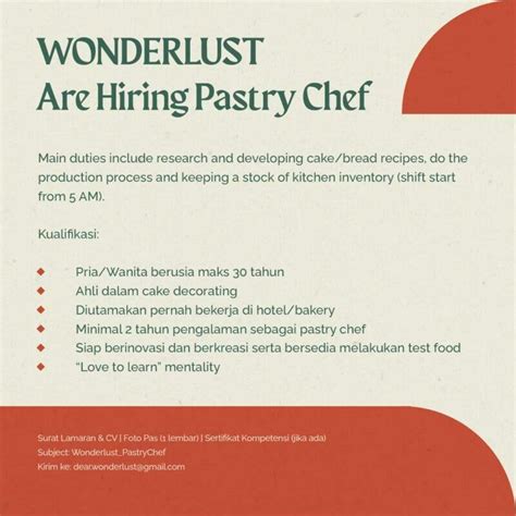 Lowongan Kerja Pastry Chef Di Wonderlust LokerJogja ID