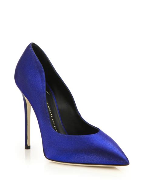 Lyst Giuseppe Zanotti Metallic Leather Pumps In Blue