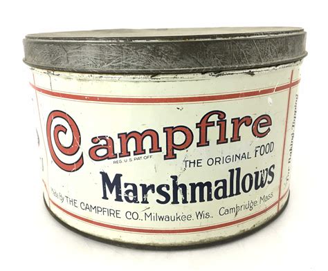 Lot Vintage Campfire Marshmallows Tin Container Lbs