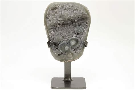 6 8 Sparkling Grey Purple Quartz Geode With Metal Stand 209227 For