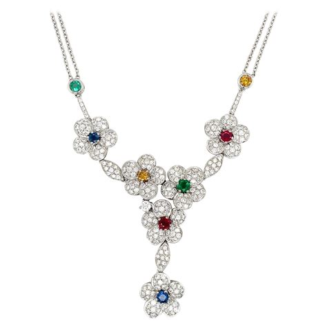 Bvlgari Multicolor Sapphire Flower Necklace At 1stdibs Bvlgari Flower