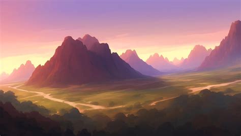 Premium Vector | Mountains scenery during sunset or sunrise detailed ...