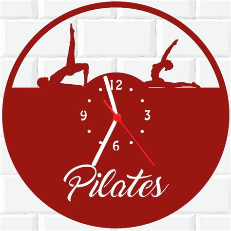 Relógio De Madeira MDF Parede Pilates Academia Vermelho Elo7