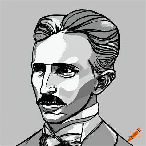 Detailed Line Drawing Portrait Of Nikola Tesla On Craiyon