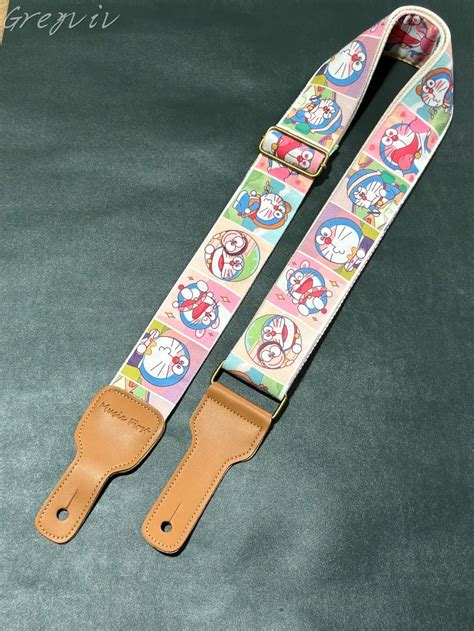 Cute Blue Fat Cat Guitar Strap Personalised Cartoon Guitar Etsy