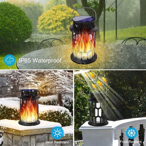 Topmante Solar Lanterns Outdoor Waterproof Flickering Flame Solar ...