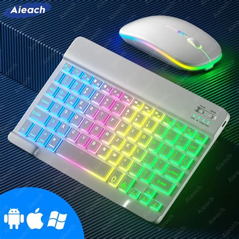 Teclado Retroiluminado Arco Ris Compatible Con Bluetooth Teclado De Rat