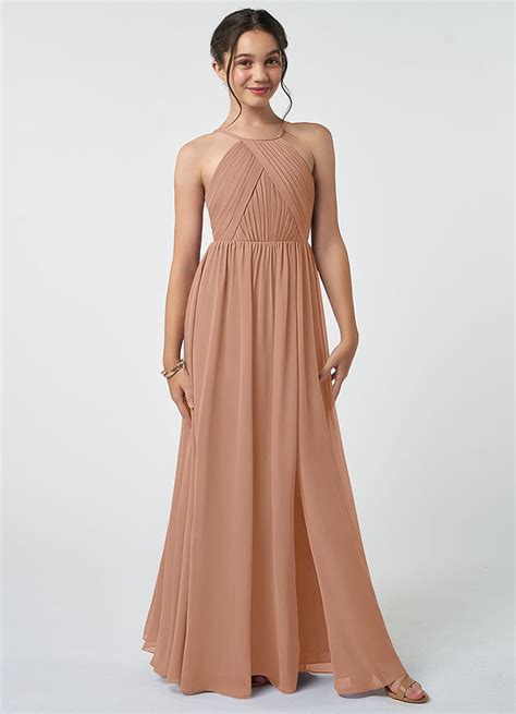 Champagne Rose Azazie Leighton JBD Junior Bridesmaid Dresses Azazie