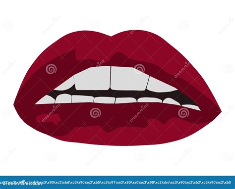 Red Female Lips With Teeth Stock Vector Illustration Of Purple 240125864