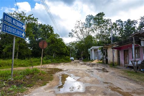 Solferino Quintana Roo Mexico 2021 Driving Through Village Solferino