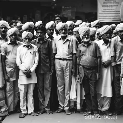 Indian Man Standing In Queue At Busy Market Sdxl Free Online