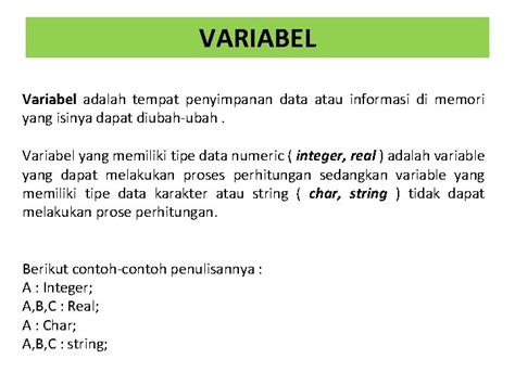 Tipe Data Variabel 1 Bahasa Pascal 2 Tipe