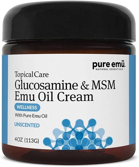 Pure Emu Glucosamine MSM Emu Oil Cream Topical Cream Infused With