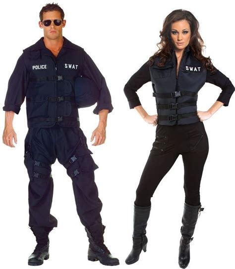 Couples Swat Man And Woman Adult Costume Team Police Uniform Cosplay