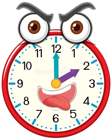 Clock Cartoon Character With Facial Expression Stock Vector