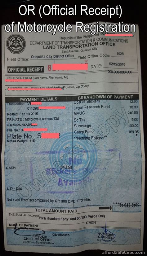 Lto Motorcycle Registration Renewal Requirements And Expenses