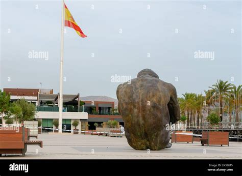Cartagena Spain September Statue Bronze Represents The Figure Of A Seated Man Naked