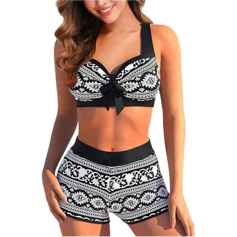 Maillot De Bain Femme 2 Pieces Shorty Bikini Ensembles Bikini Taille