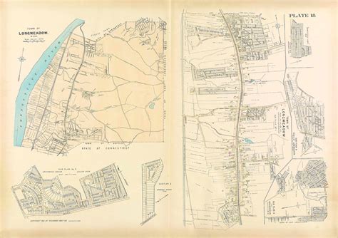 Longmeadow Massachusetts 1912 Old Town Map Reprint Hampden Co Old